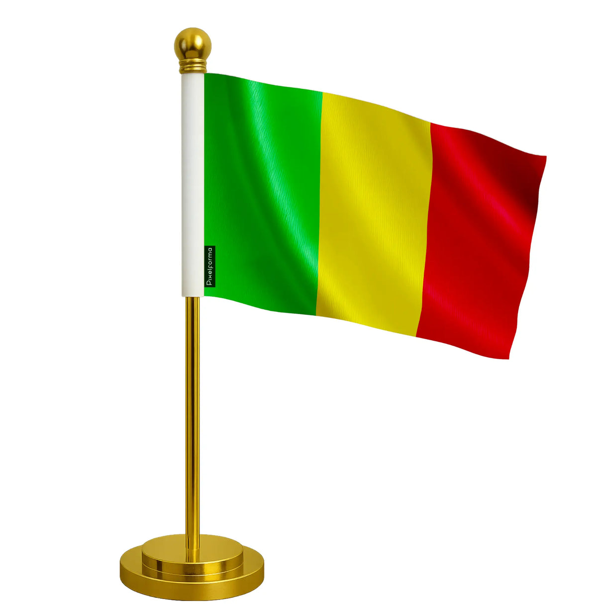 Drapeau bureau mali polyester socle acier inoxydable
