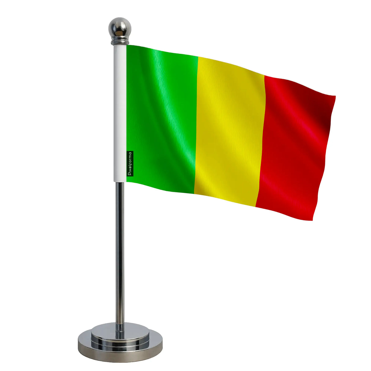Drapeau bureau mali polyester socle acier inoxydable durable
