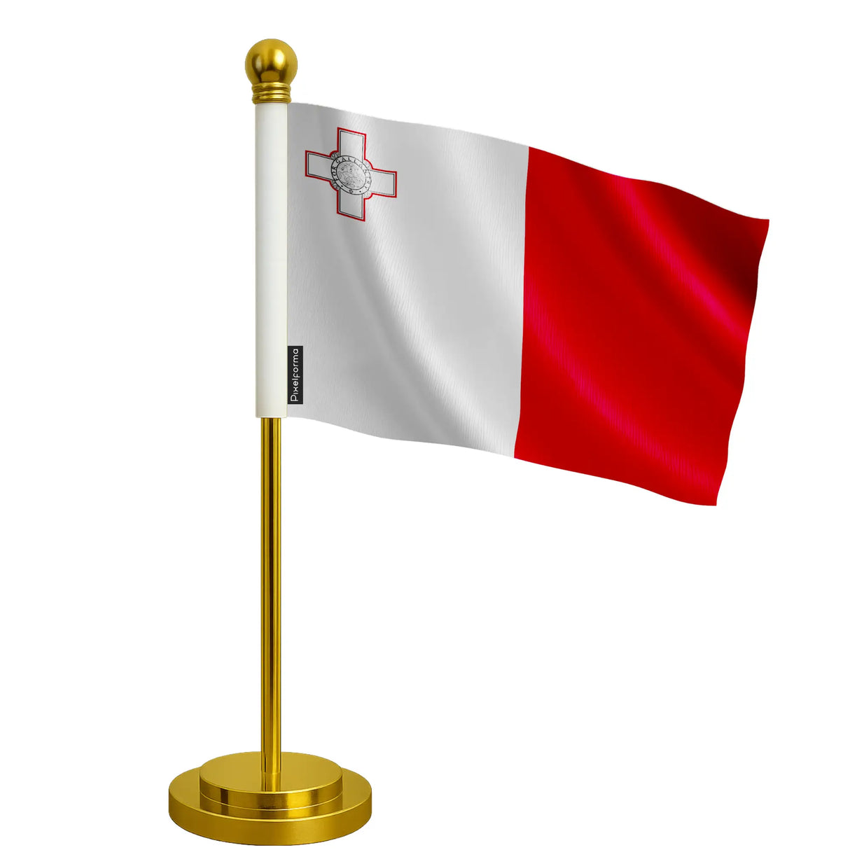 Drapeau bureau malte polyester avec socle acier inoxydable