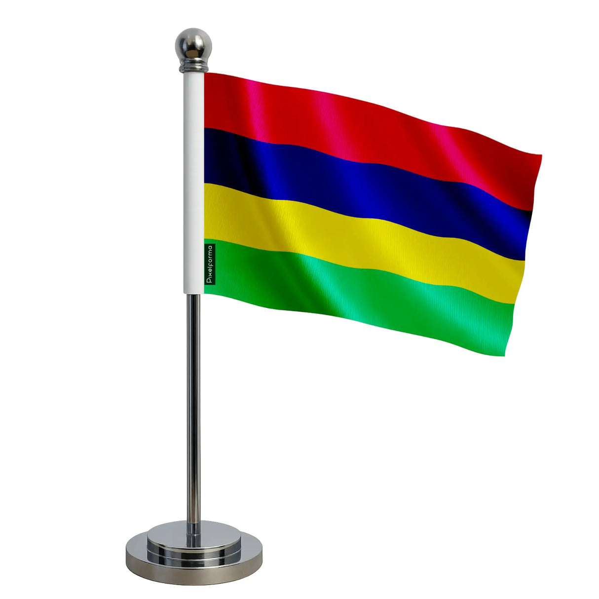 Drapeau bureau maurice polyester socle acier inoxydable