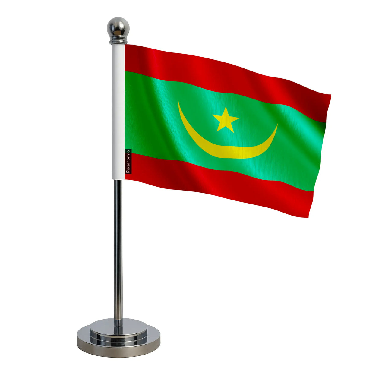 Drapeau bureau mauritanie polyester socle acier inoxydable