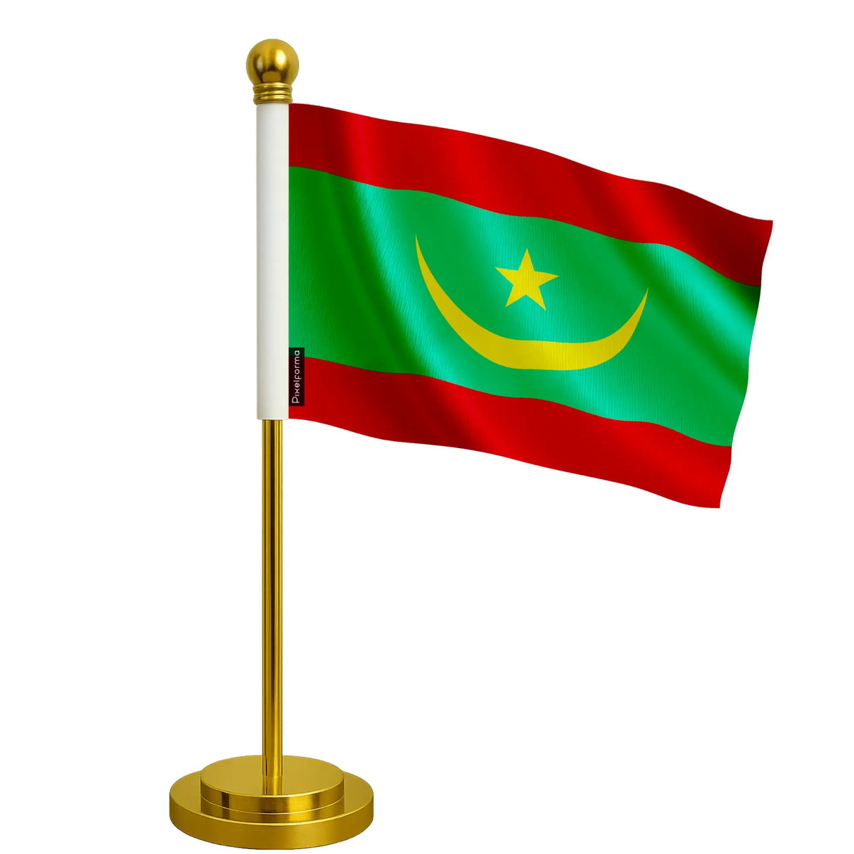 Drapeau bureau mauritanie polyester socle acier inoxydable