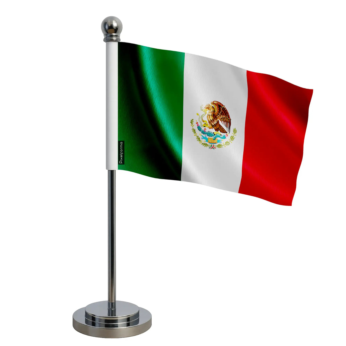 Drapeau bureau mexique polyester socle acier inoxydable