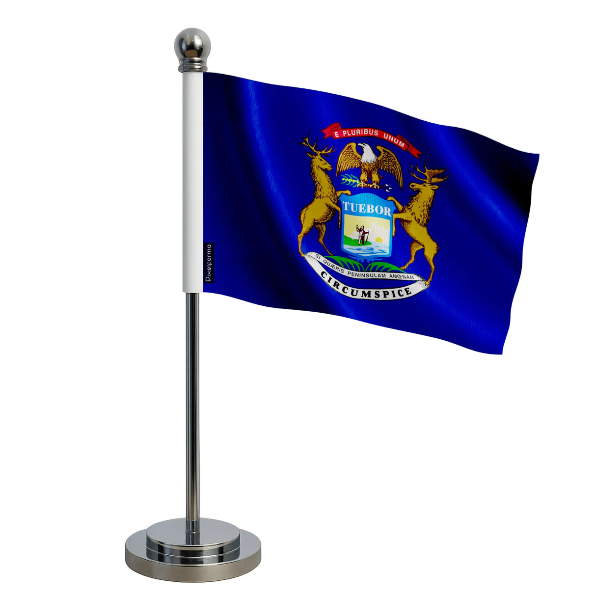 Drapeau bureau michigan polyester socle acier inoxydable