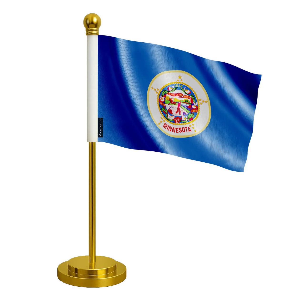 Drapeau bureau minnesota polyester sur socle acier inoxydable