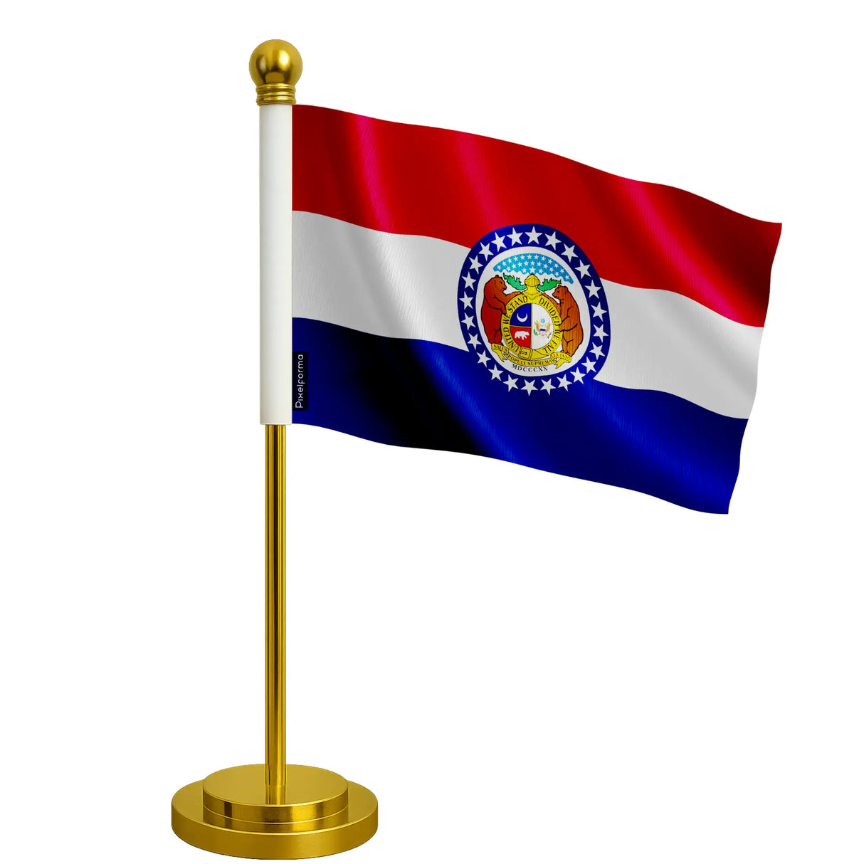 Drapeau bureau missouri polyester avec socle acier inoxydable