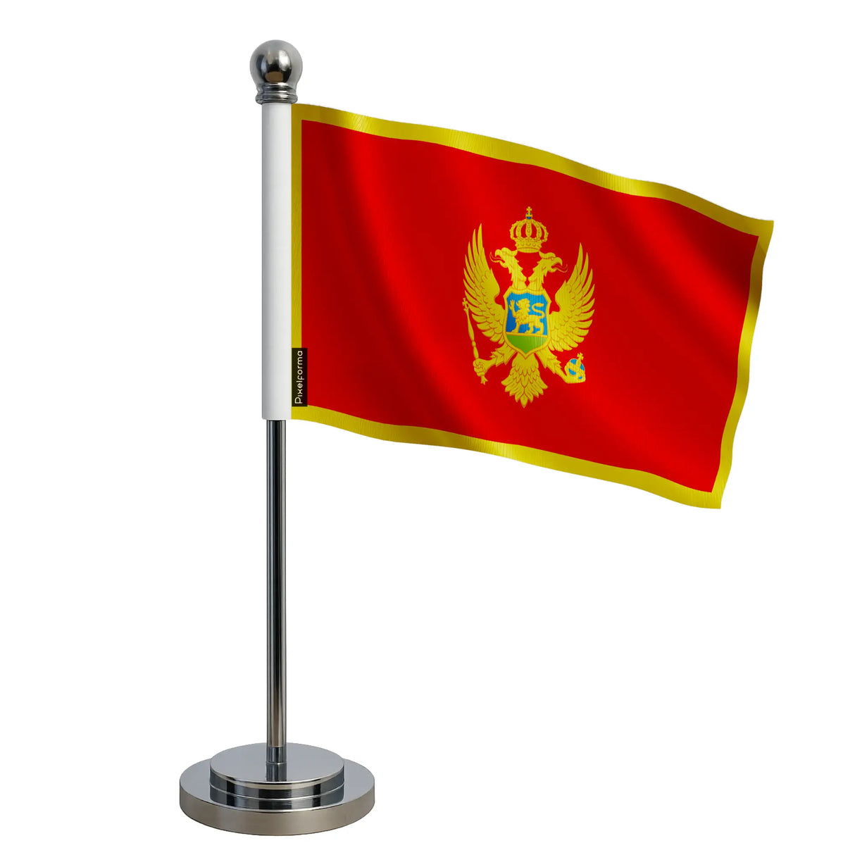 Drapeau bureau monténégro polyester socle acier inoxydable