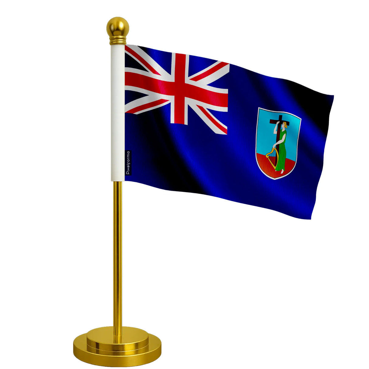 Drapeau bureau montserrat polyester socle acier inoxydable