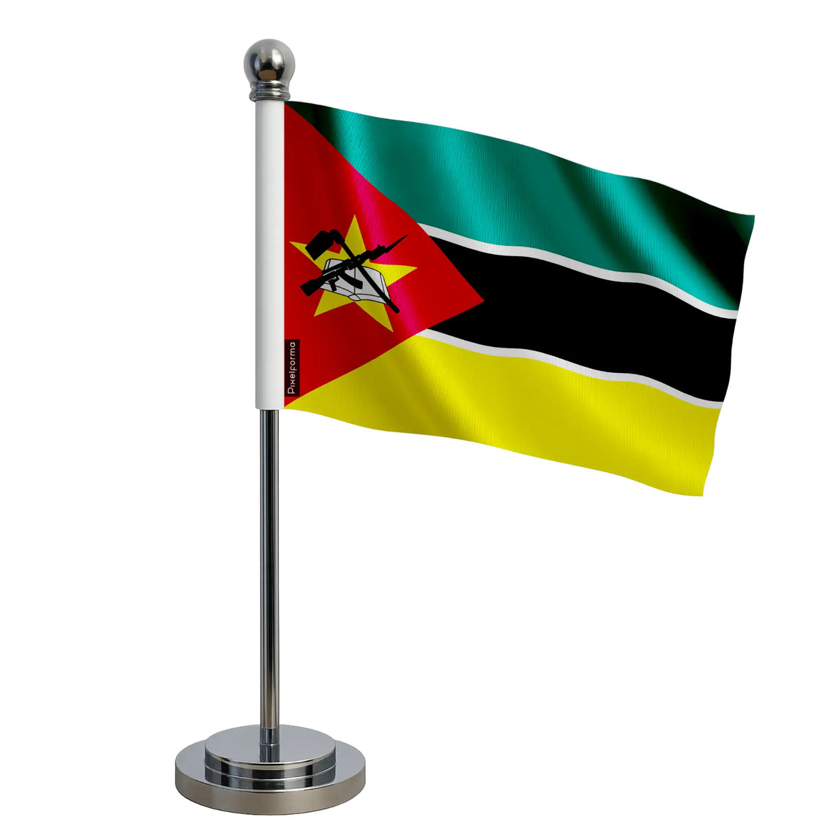 Drapeau bureau mozambique polyester socle acier inoxydable