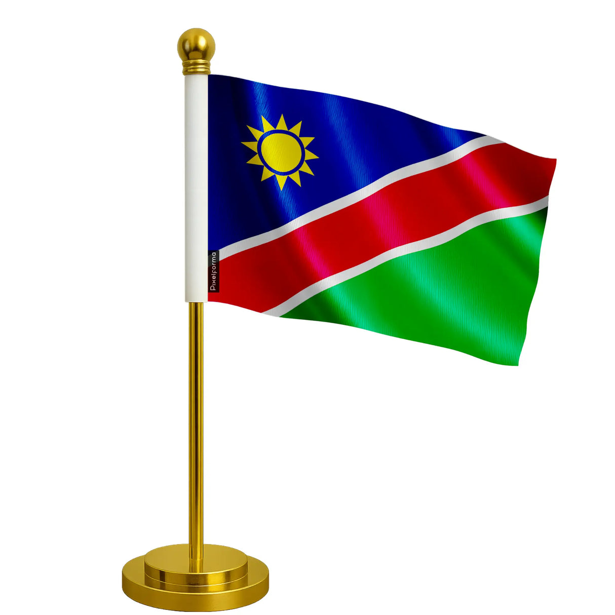 Drapeau bureau namibie polyester socle acier inoxydable