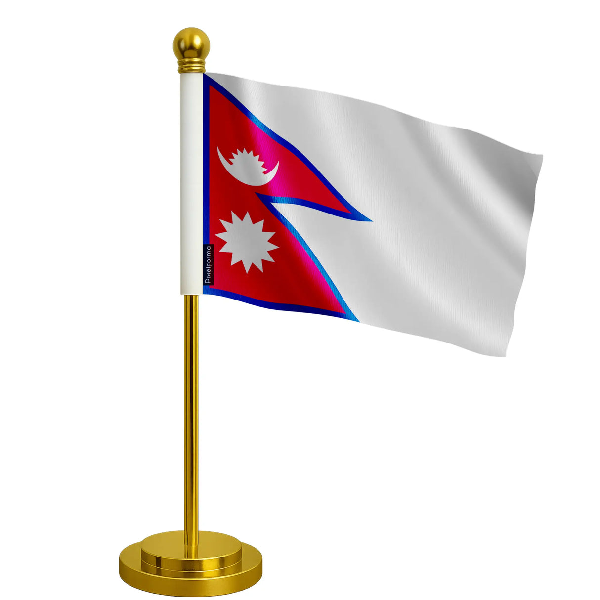 Drapeau bureau népal polyester socle acier inoxydable