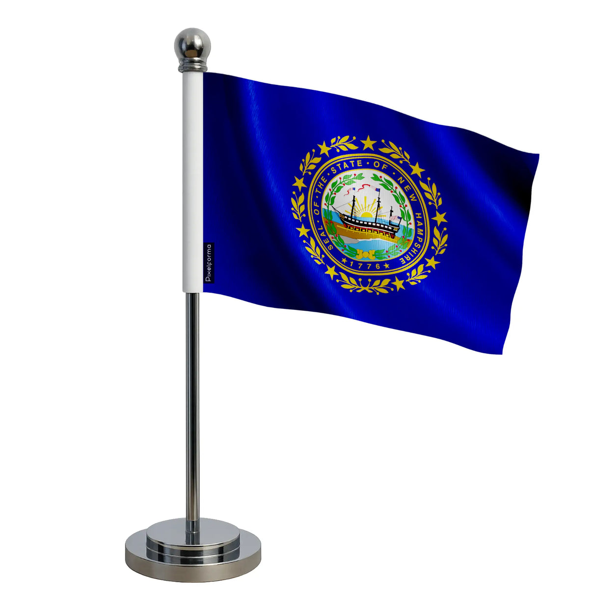 Drapeau bureau new hampshire polyester socle acier inoxydable