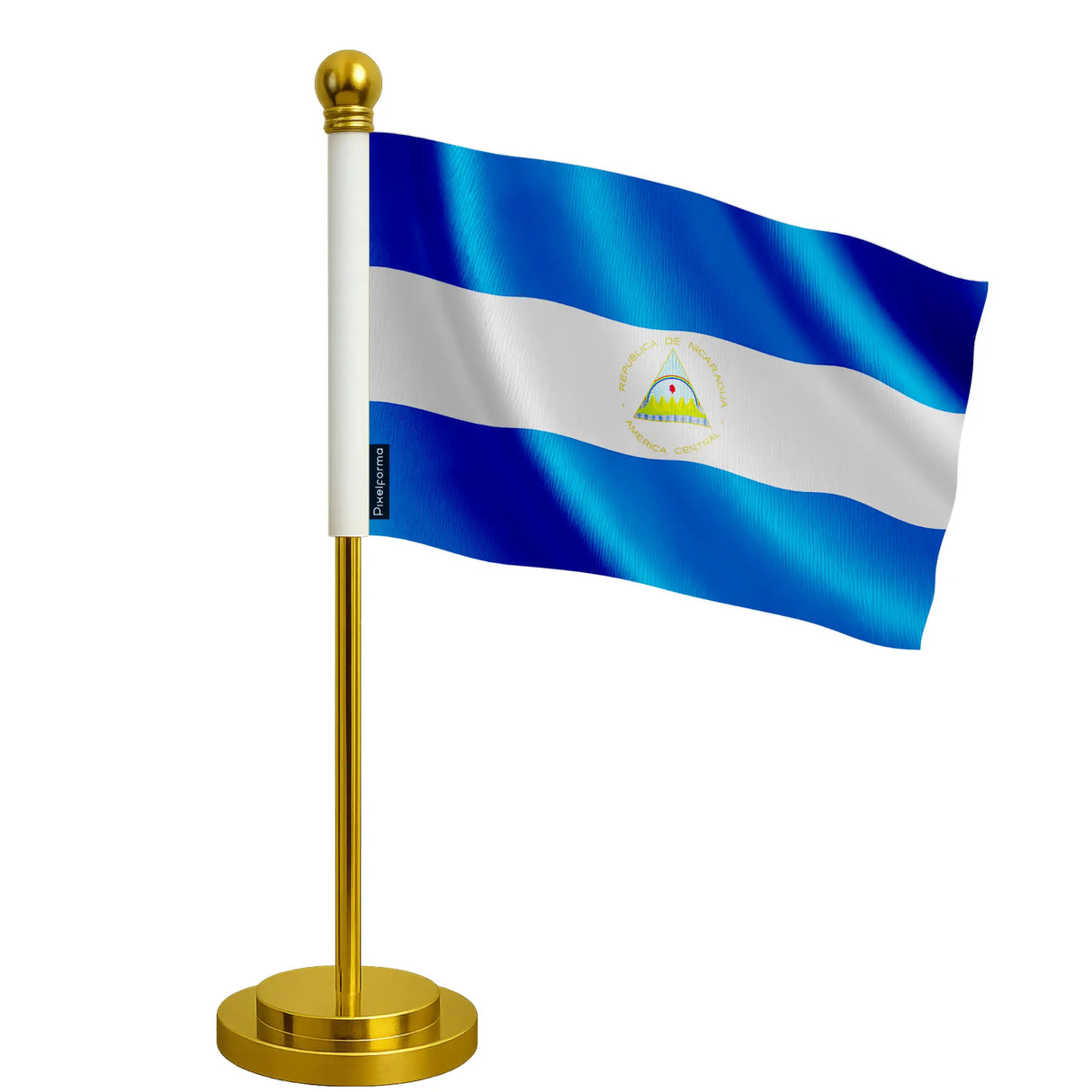 Drapeau bureau nicaragua polyester socle acier inoxydable