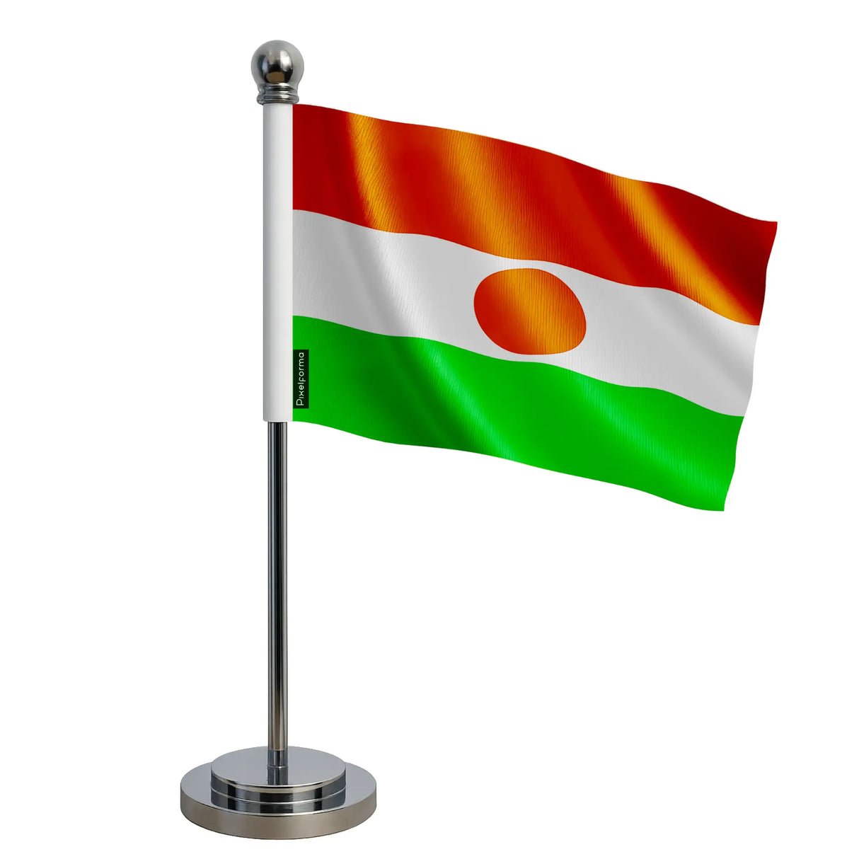 Drapeau bureau niger en polyester avec socle inoxydable
