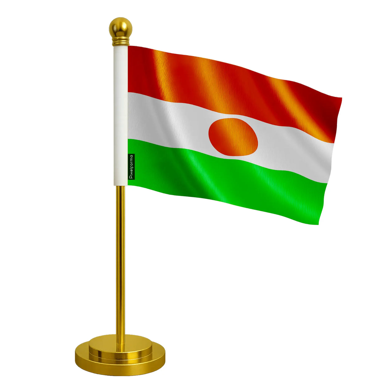 Drapeau bureau niger polyester avec socle acier inoxydable