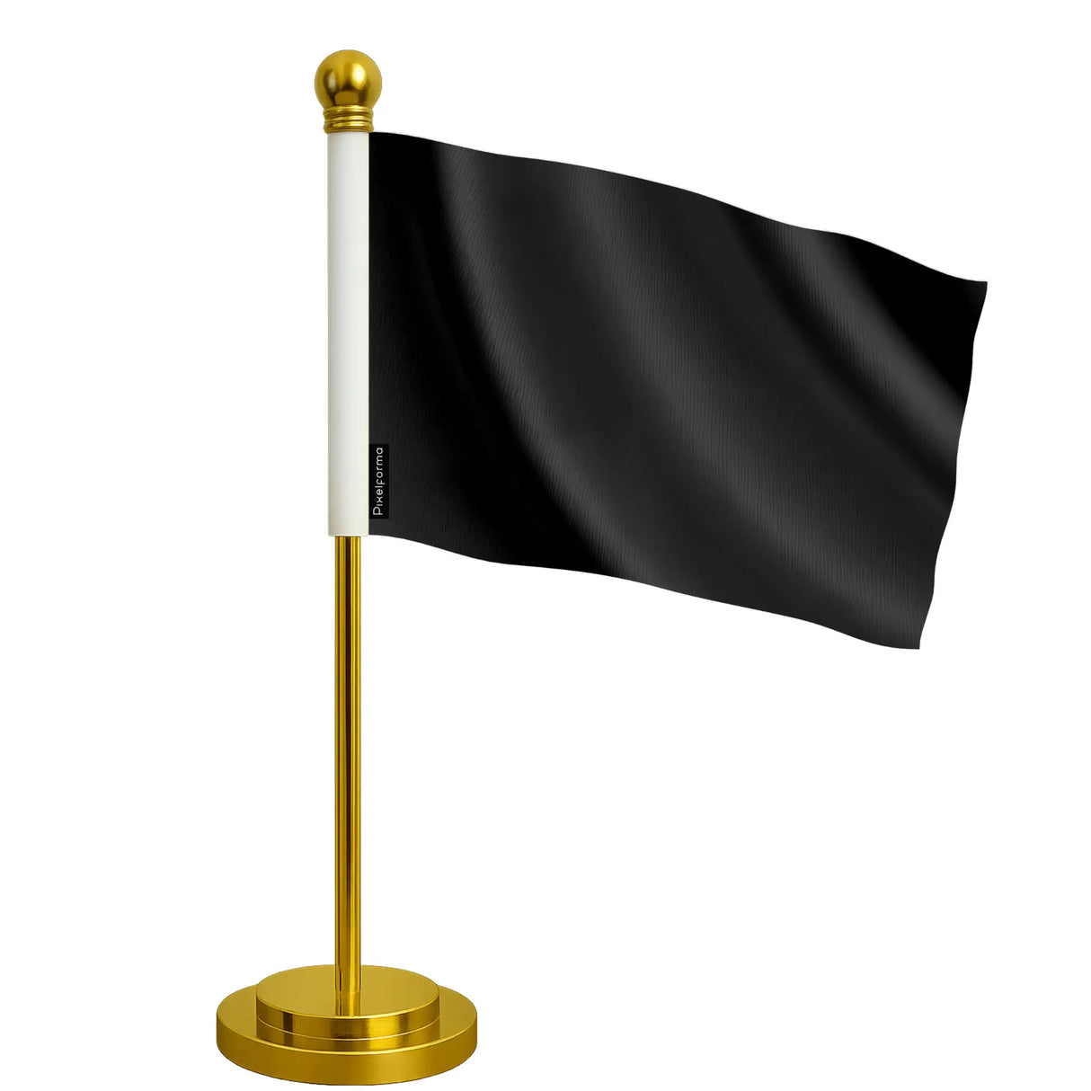 Drapeau bureau noir polyester socle acier inoxydable