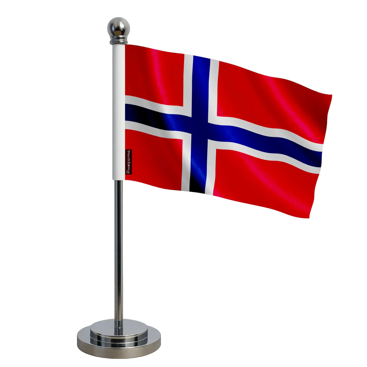 Drapeau bureau norvège polyester socle acier inoxydable