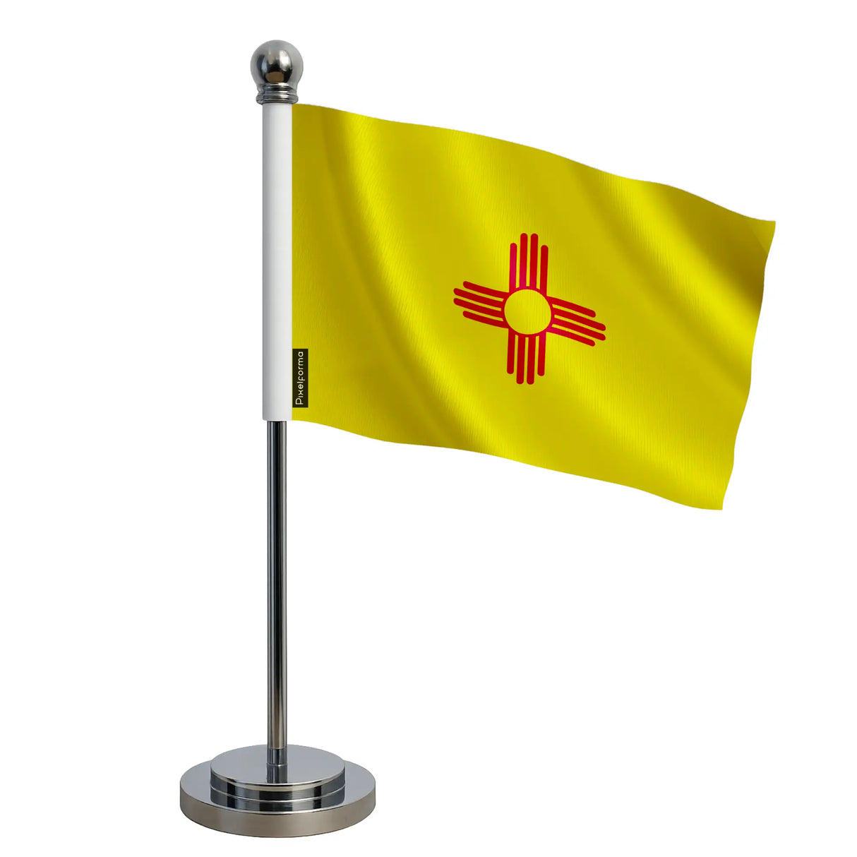 Drapeau bureau nouveau-mexique polyester socle acier inoxydable