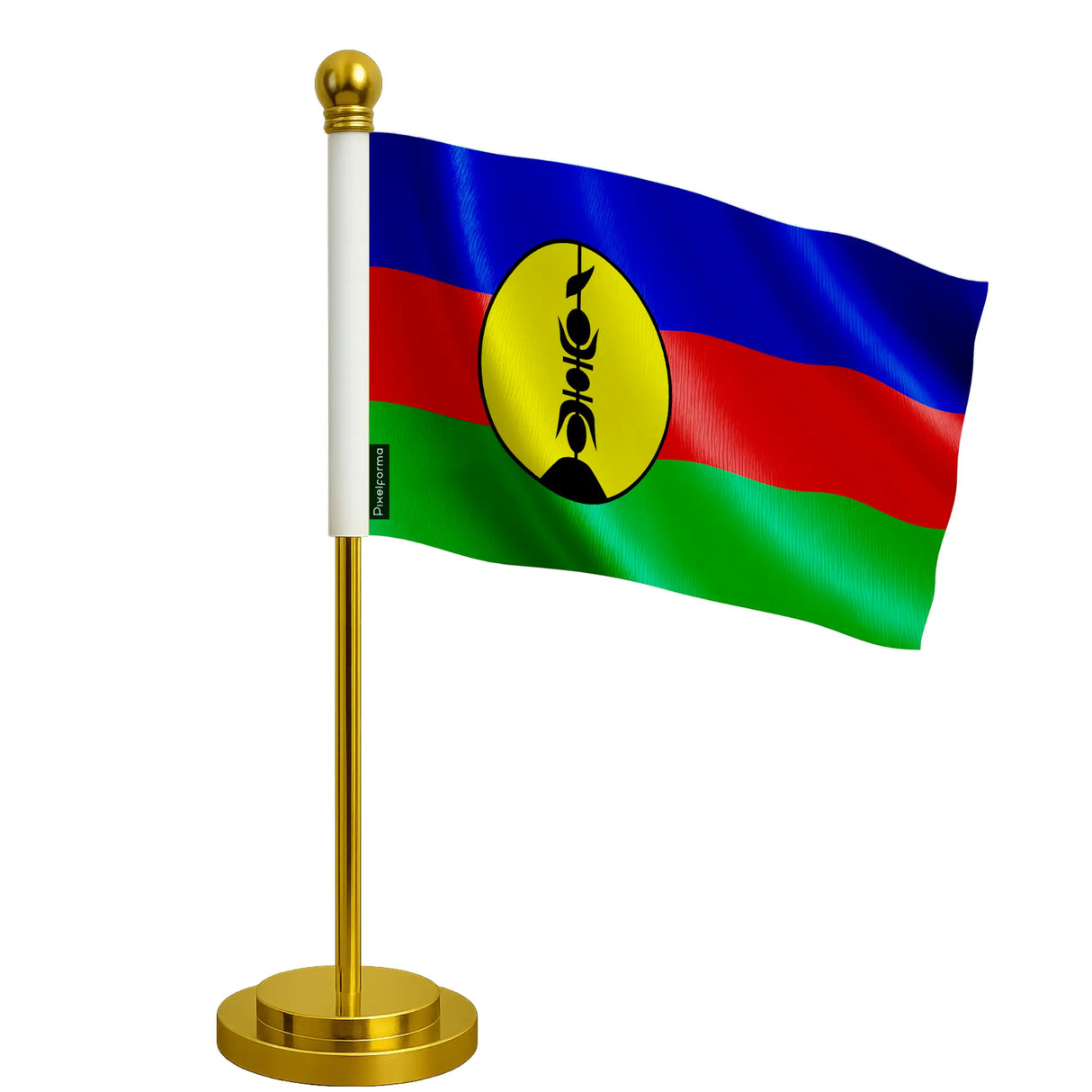 Drapeau bureau nouvelle-calédonie polyester socle acier inoxydable