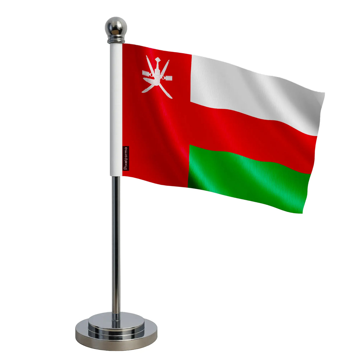 Drapeau bureau oman polyester socle acier inoxydable