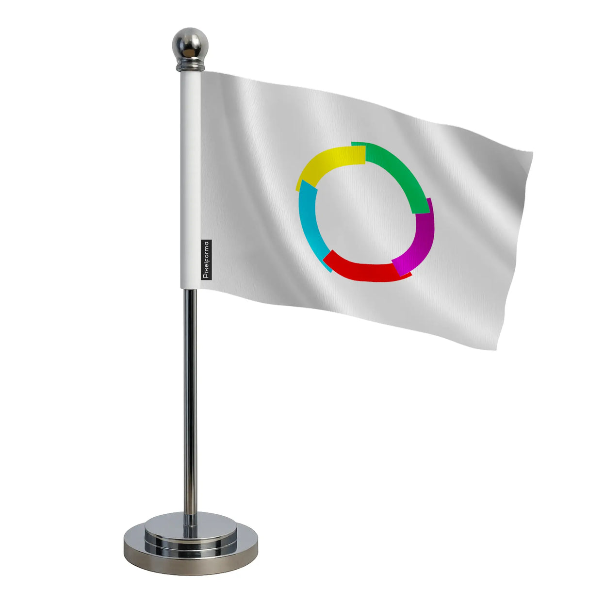 Drapeau bureau organisation internationale polyester socle acier