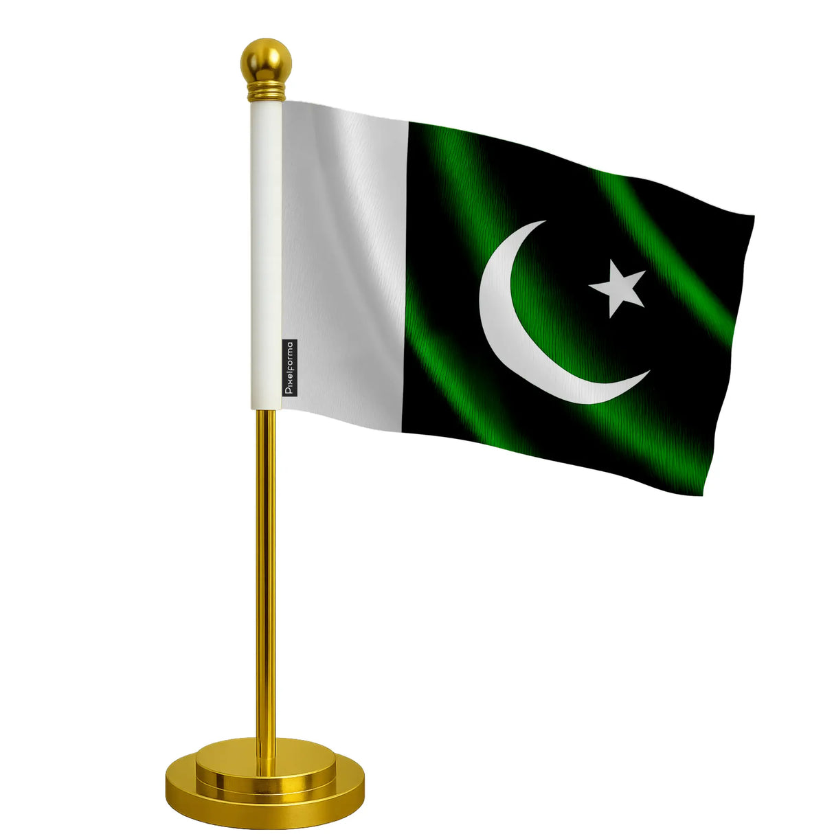 Drapeau bureau pakistan polyester avec socle acier inoxydable