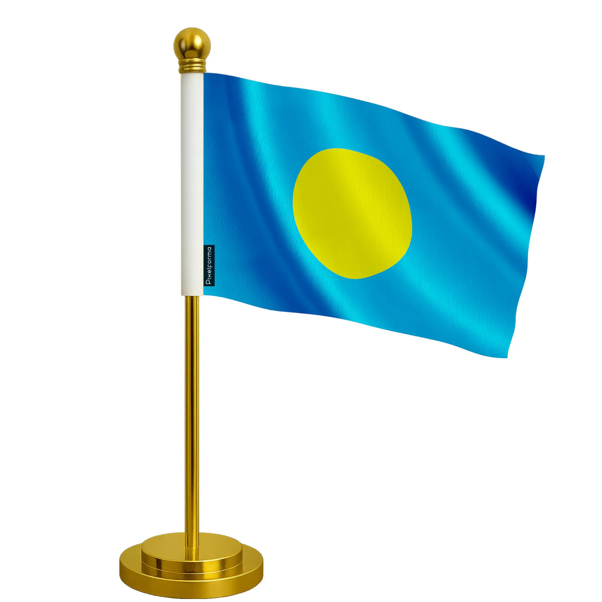 Drapeau bureau palaos polyester socle acier inoxydable