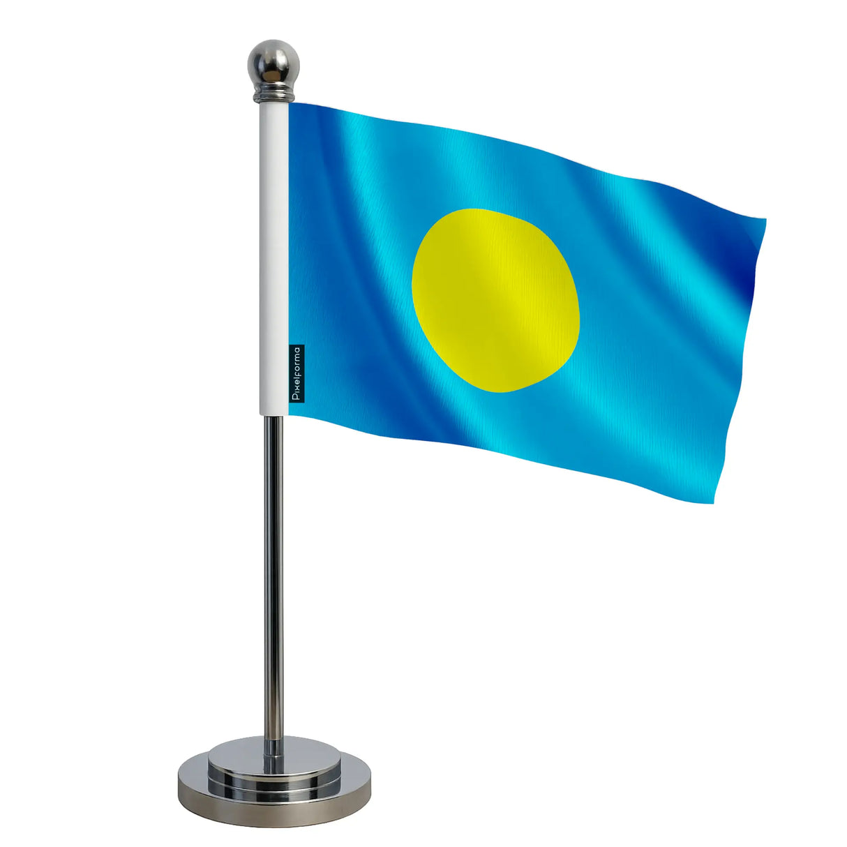 Drapeau bureau palaos polyester socle acier inoxydable
