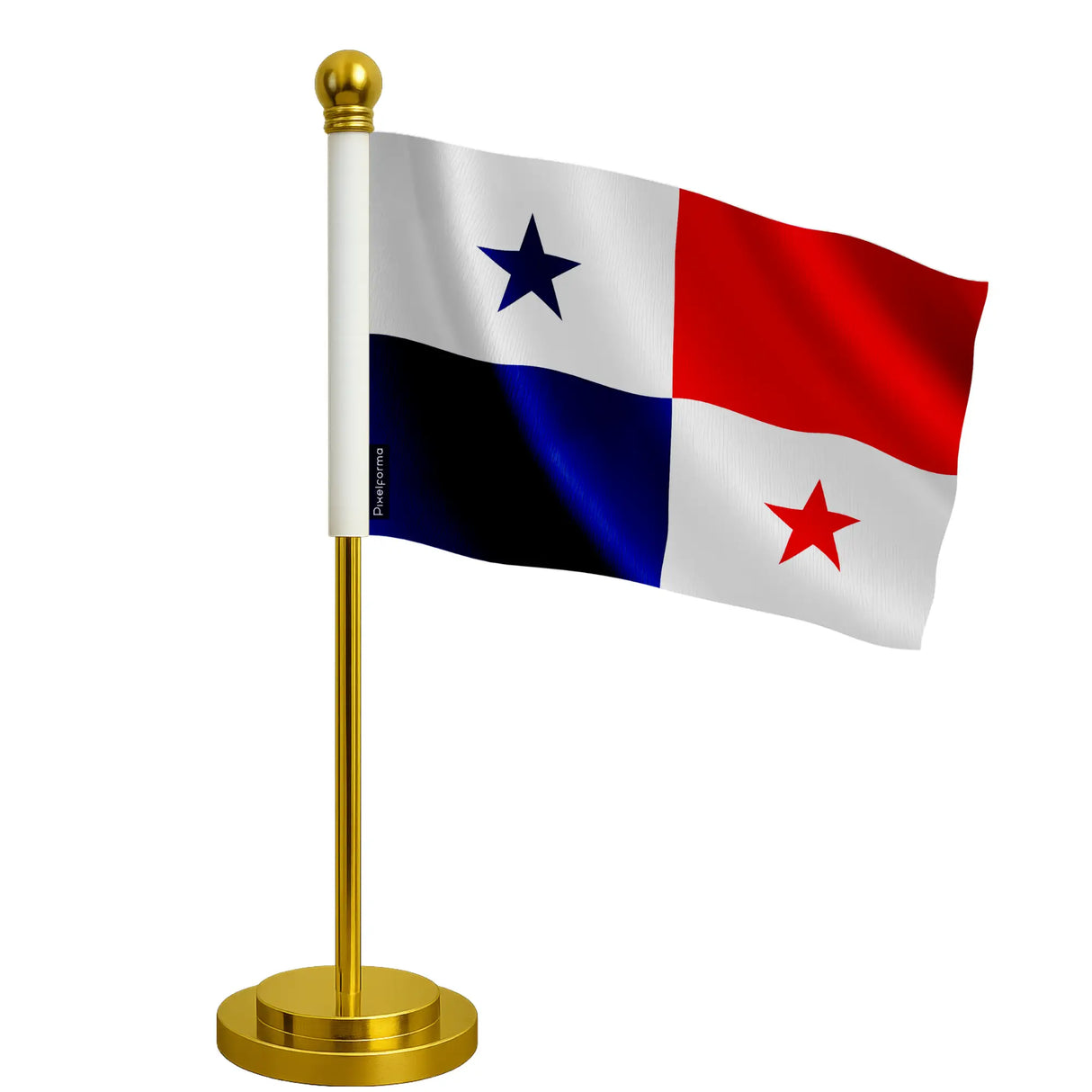 Drapeau bureau panama polyester avec socle acier inoxydable