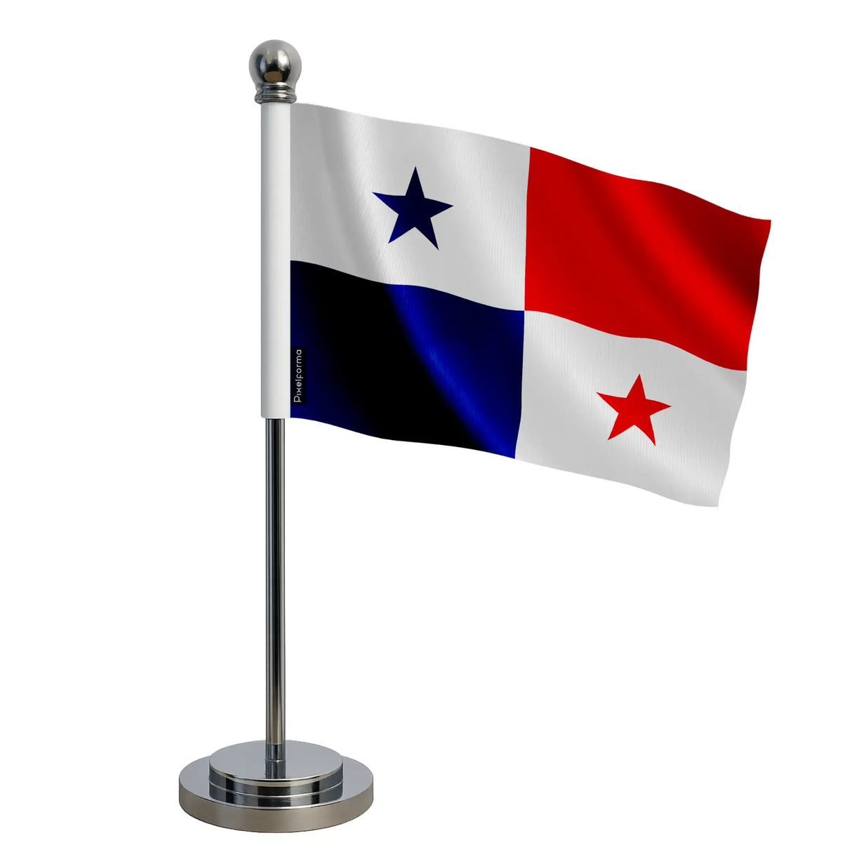 Drapeau bureau panama polyester socle acier inoxydable
