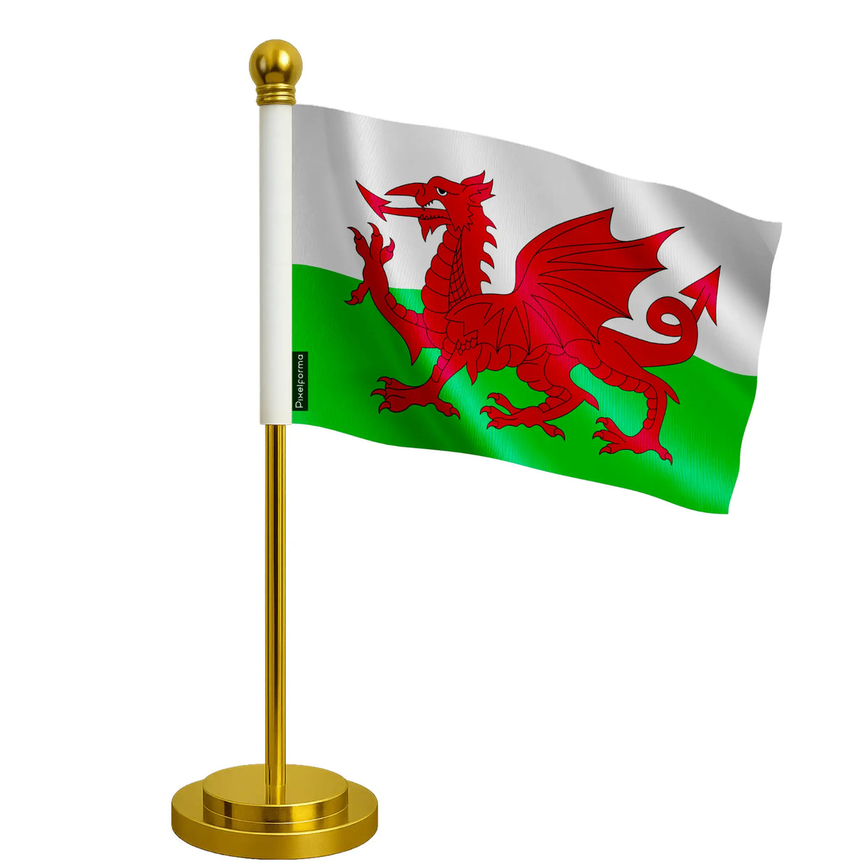 Drapeau bureau pays de galles polyester socle acier inoxydable
