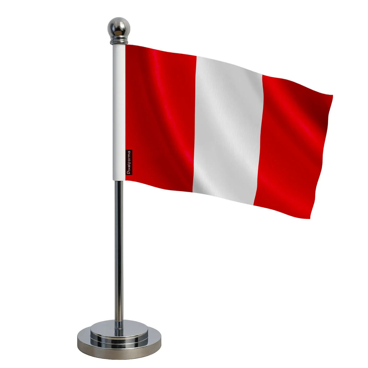 Drapeau bureau pérou en polyester socle acier inoxydable