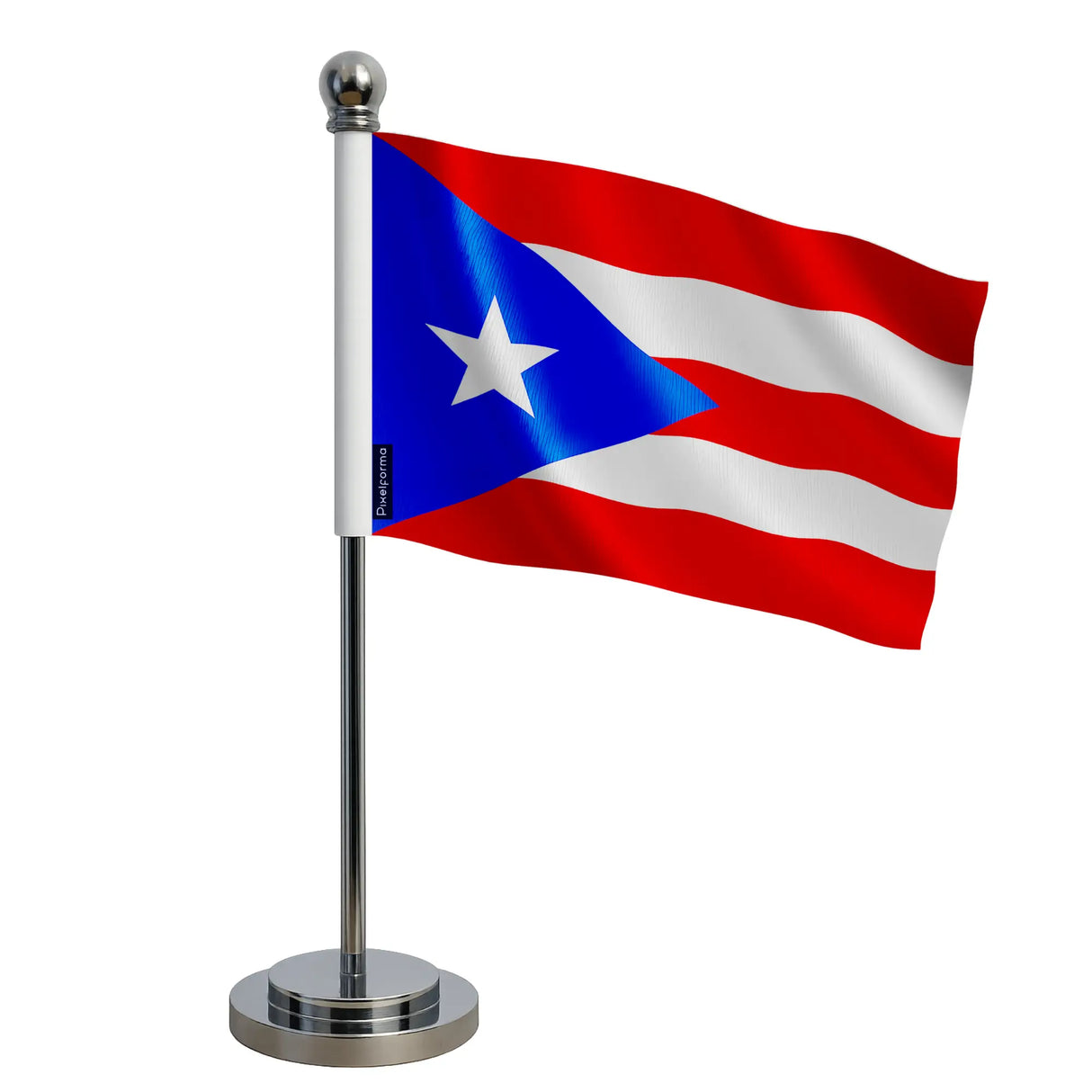 Drapeau bureau porto rico polyester socle acier inoxydable