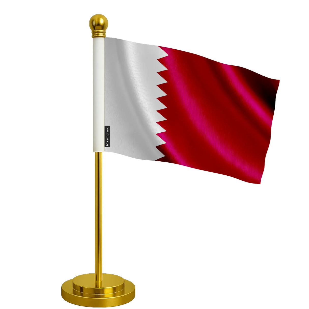 Drapeau bureau qatar polyester avec socle acier inoxydable