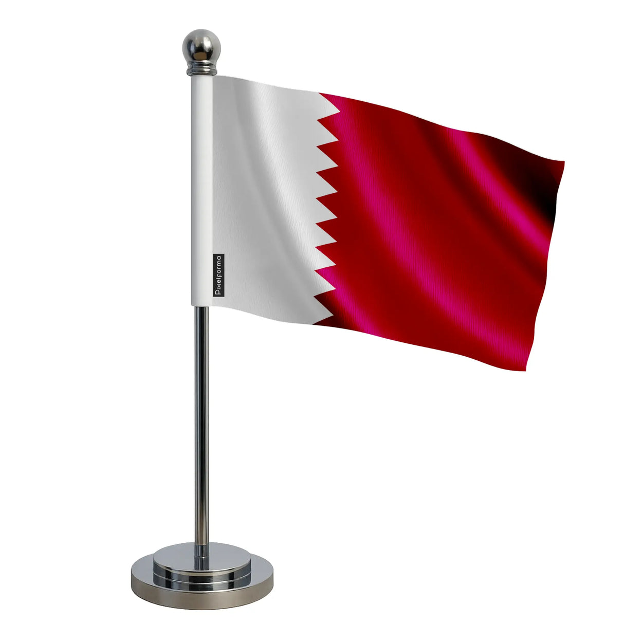 Drapeau bureau qatar polyester socle acier inoxydable