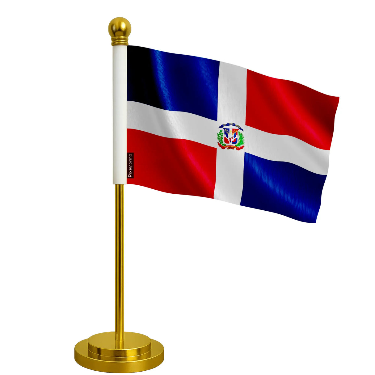 Drapeau bureau république dominicaine polyester socle acier