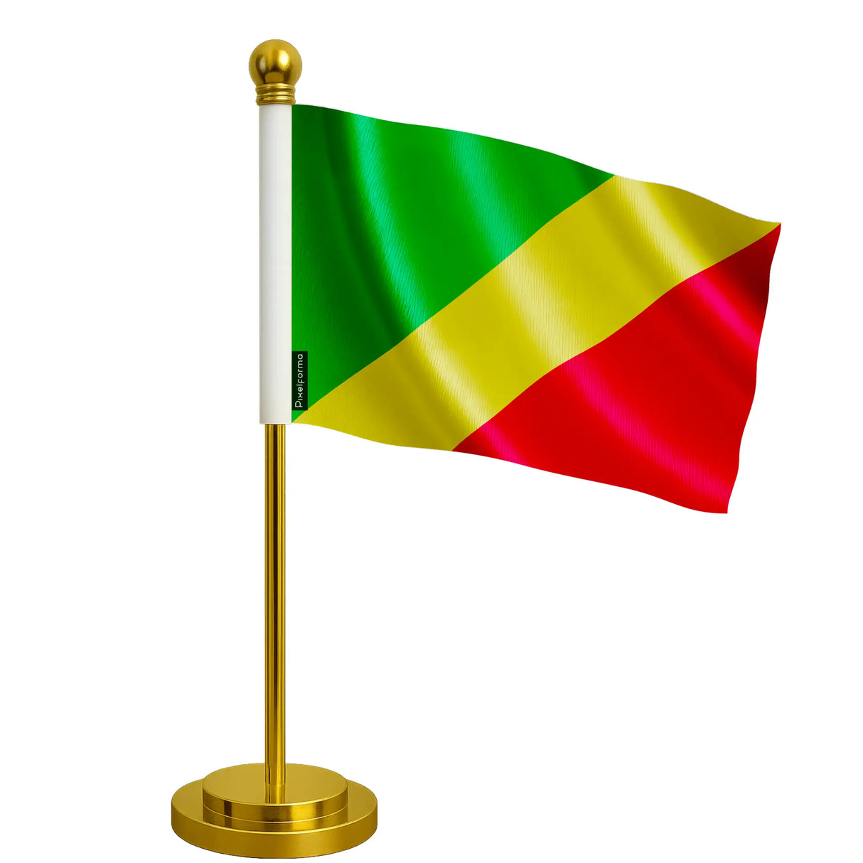 Drapeau bureau république du congo polyester socle acier inoxydable