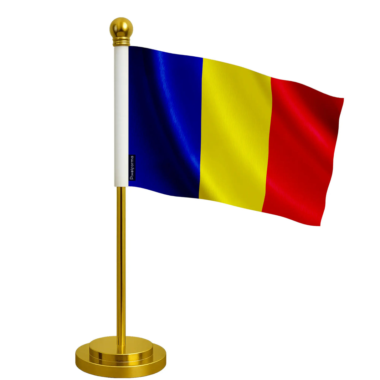 Drapeau bureau roumanie polyester socle acier inoxydable