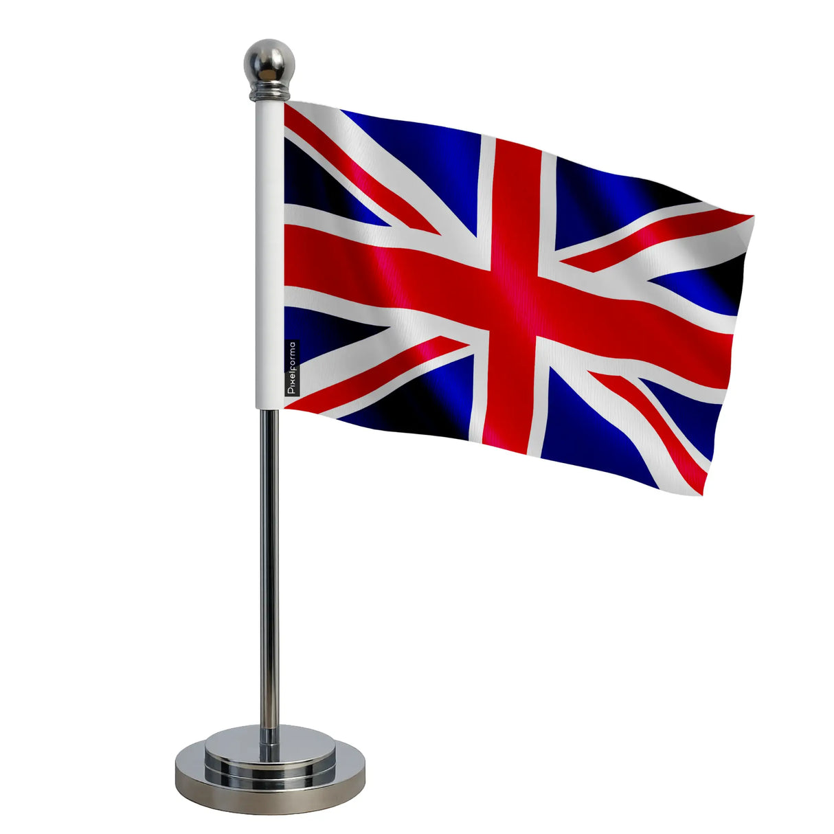 Drapeau bureau royaume-uni polyester socle acier inoxydable