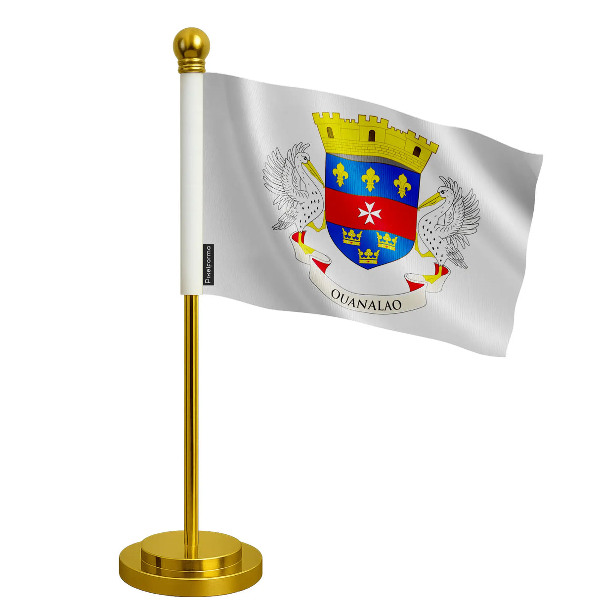 Drapeau bureau saint-barthélemy polyester socle acier inoxydable