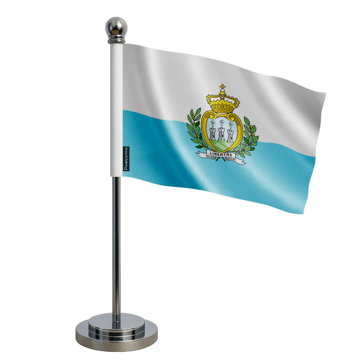 Drapeau bureau saint-marin polyester socle acier inoxydable