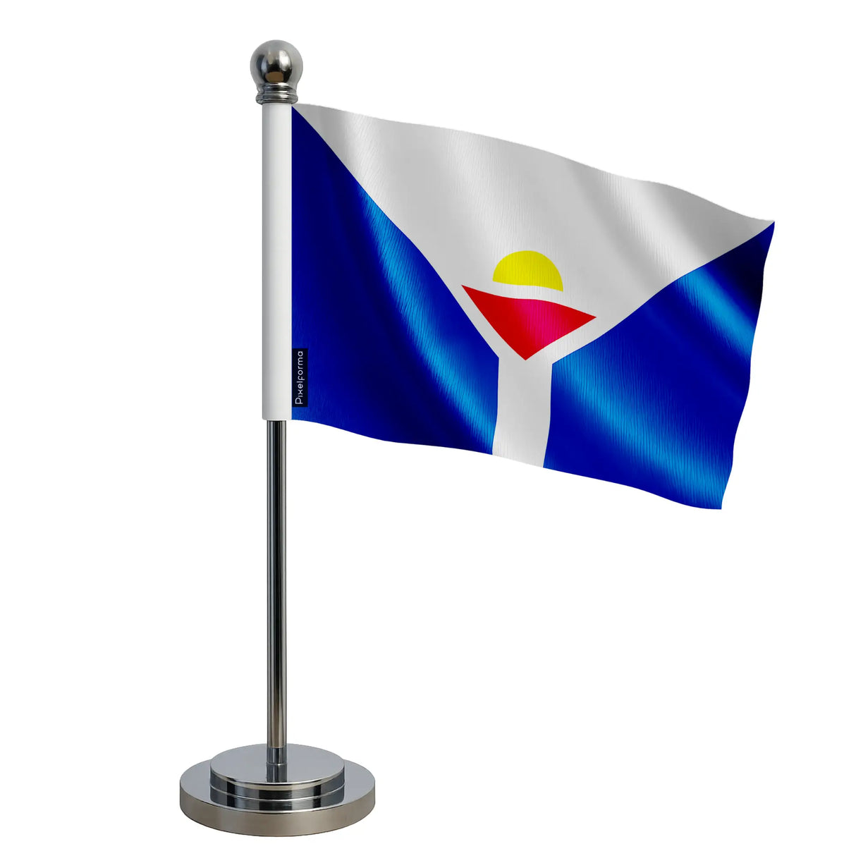 Drapeau bureau saint-martin polyester socle acier inoxydable