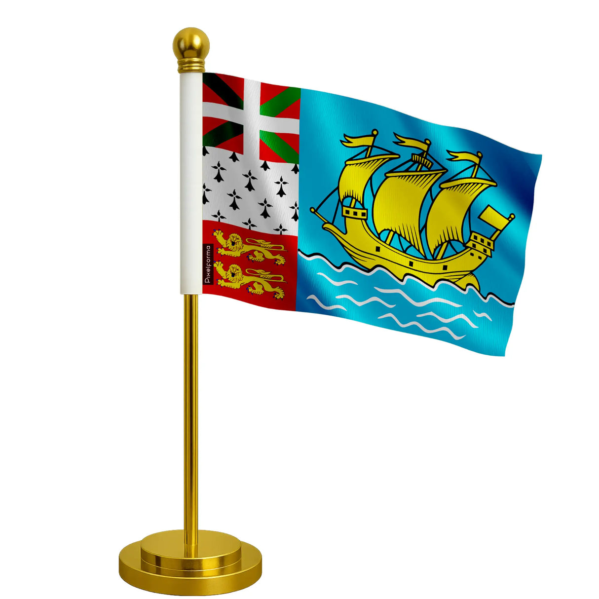 Drapeau bureau saint-pierre-et-miquelon polyester acier inoxydable