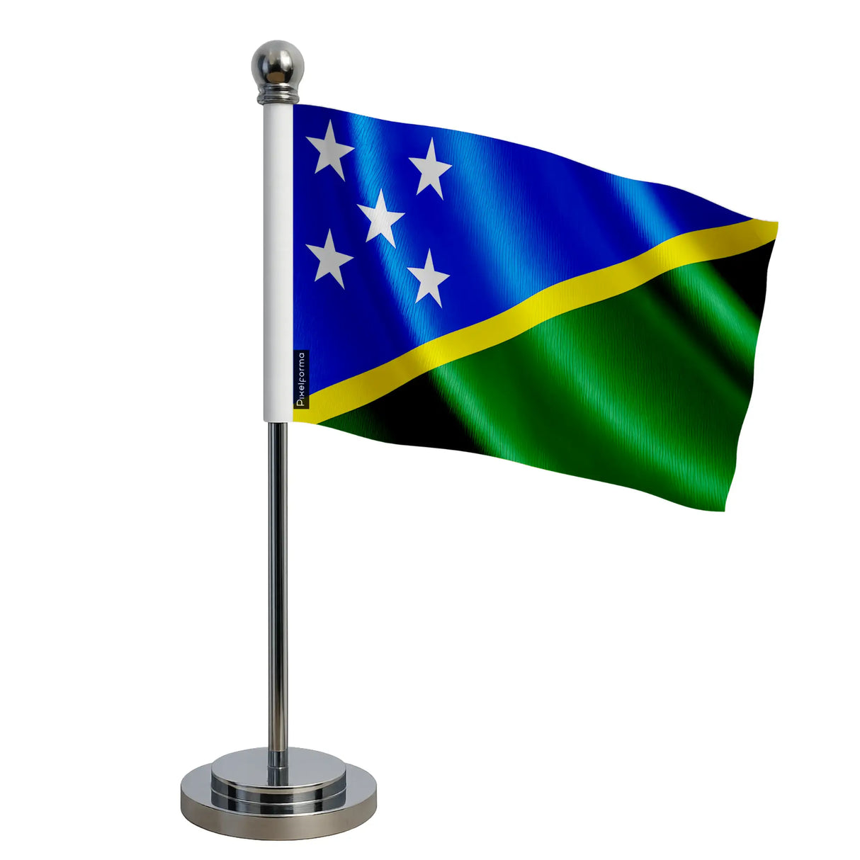 Drapeau bureau salomon polyester socle acier inoxydable