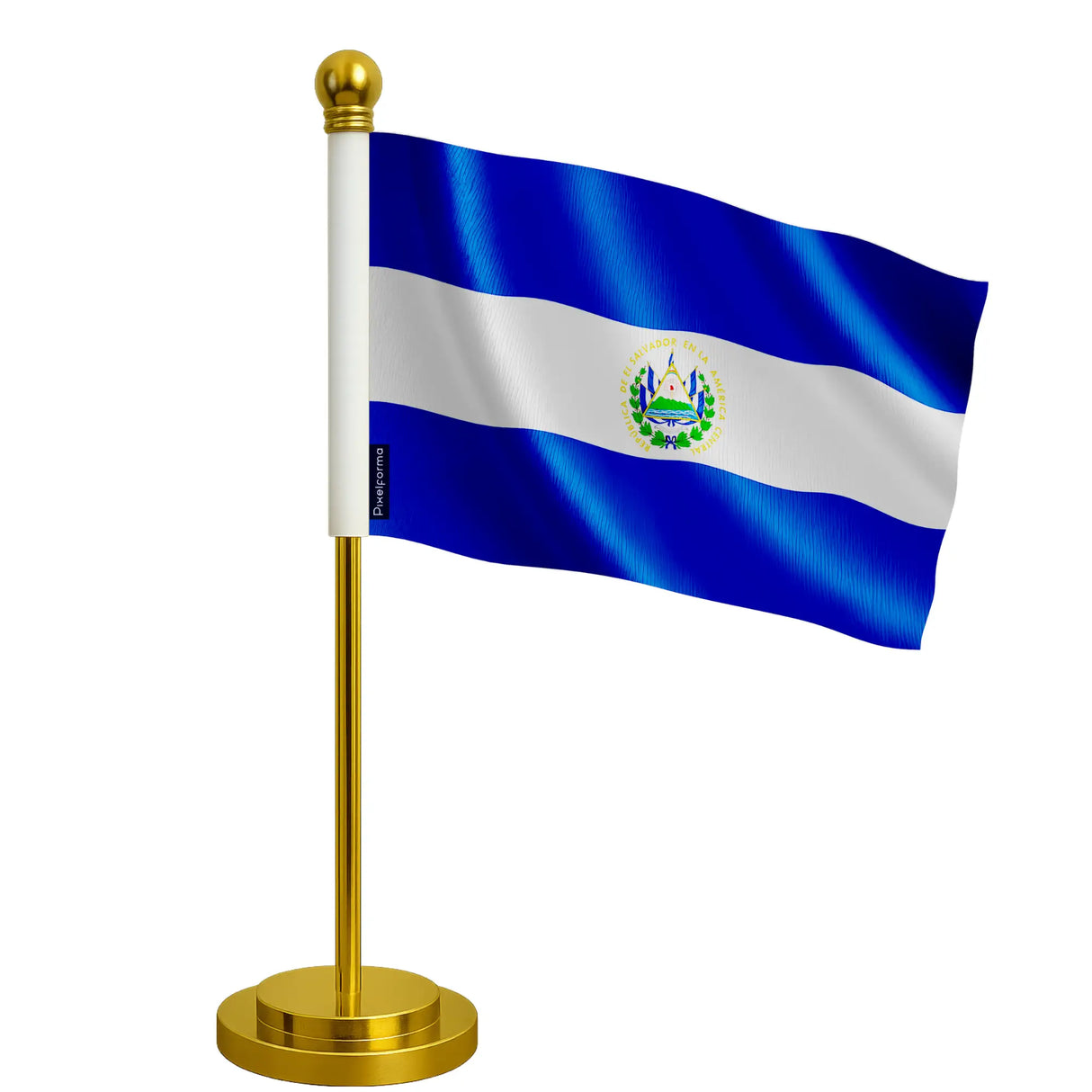 Drapeau bureau salvador polyester socle acier inoxydable