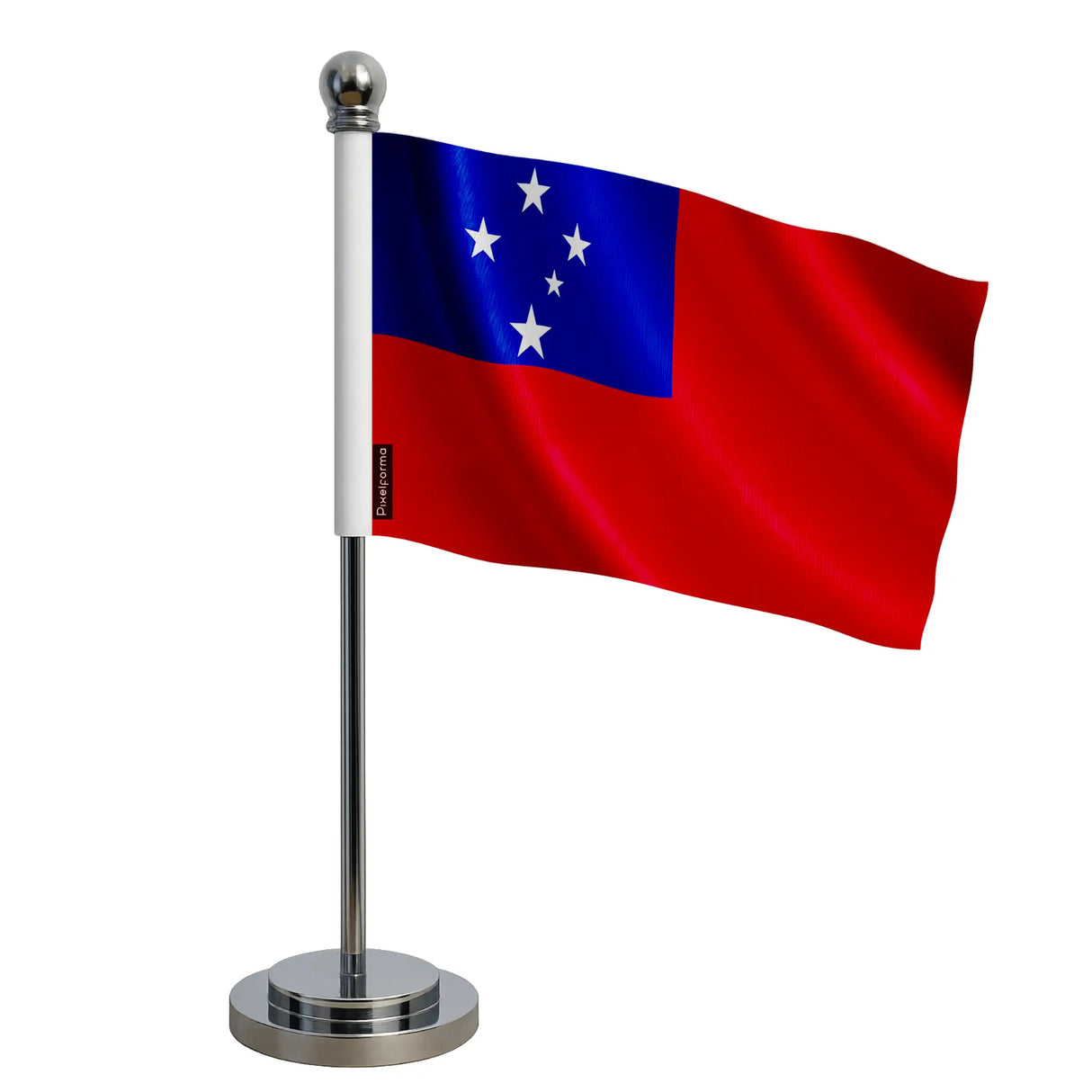 Drapeau bureau samoa en polyester sur socle acier inoxydable