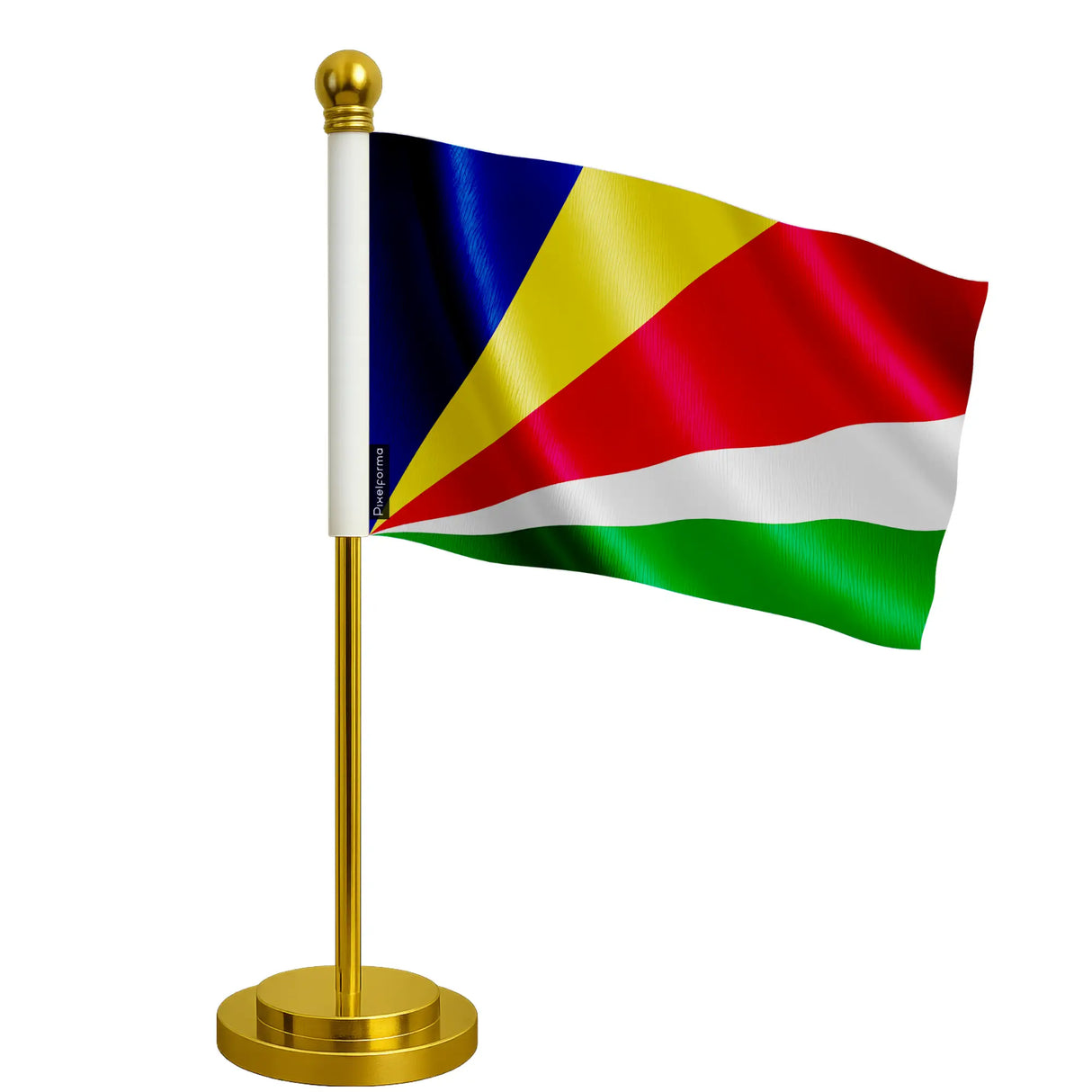 Drapeau bureau seychelles polyester socle acier inoxydable