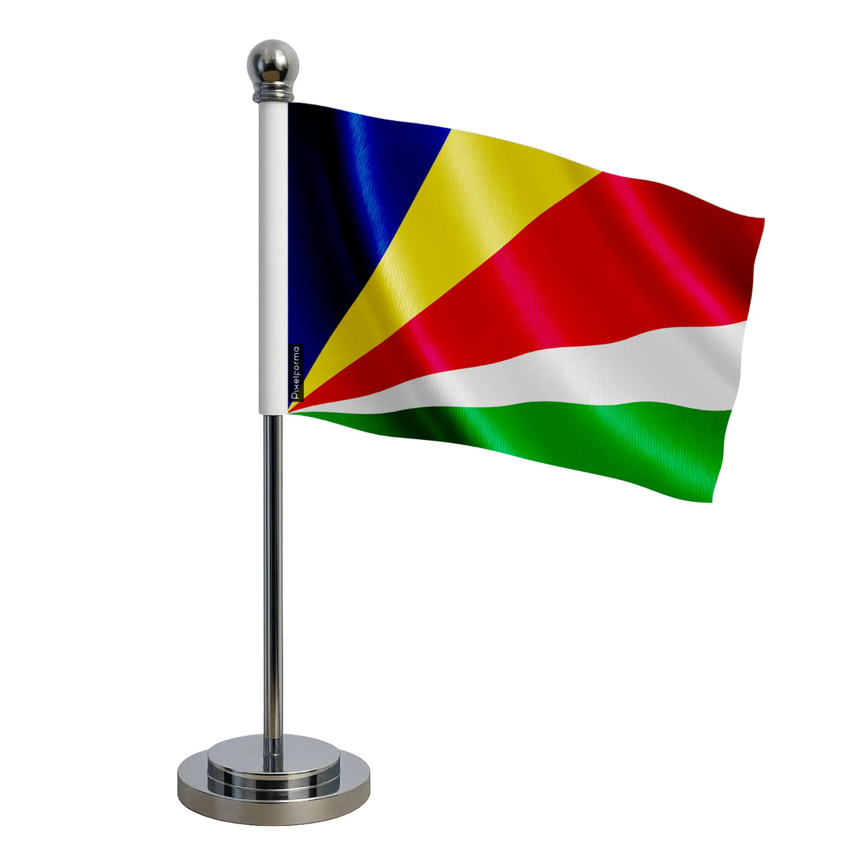 Drapeau bureau seychelles polyester socle acier inoxydable