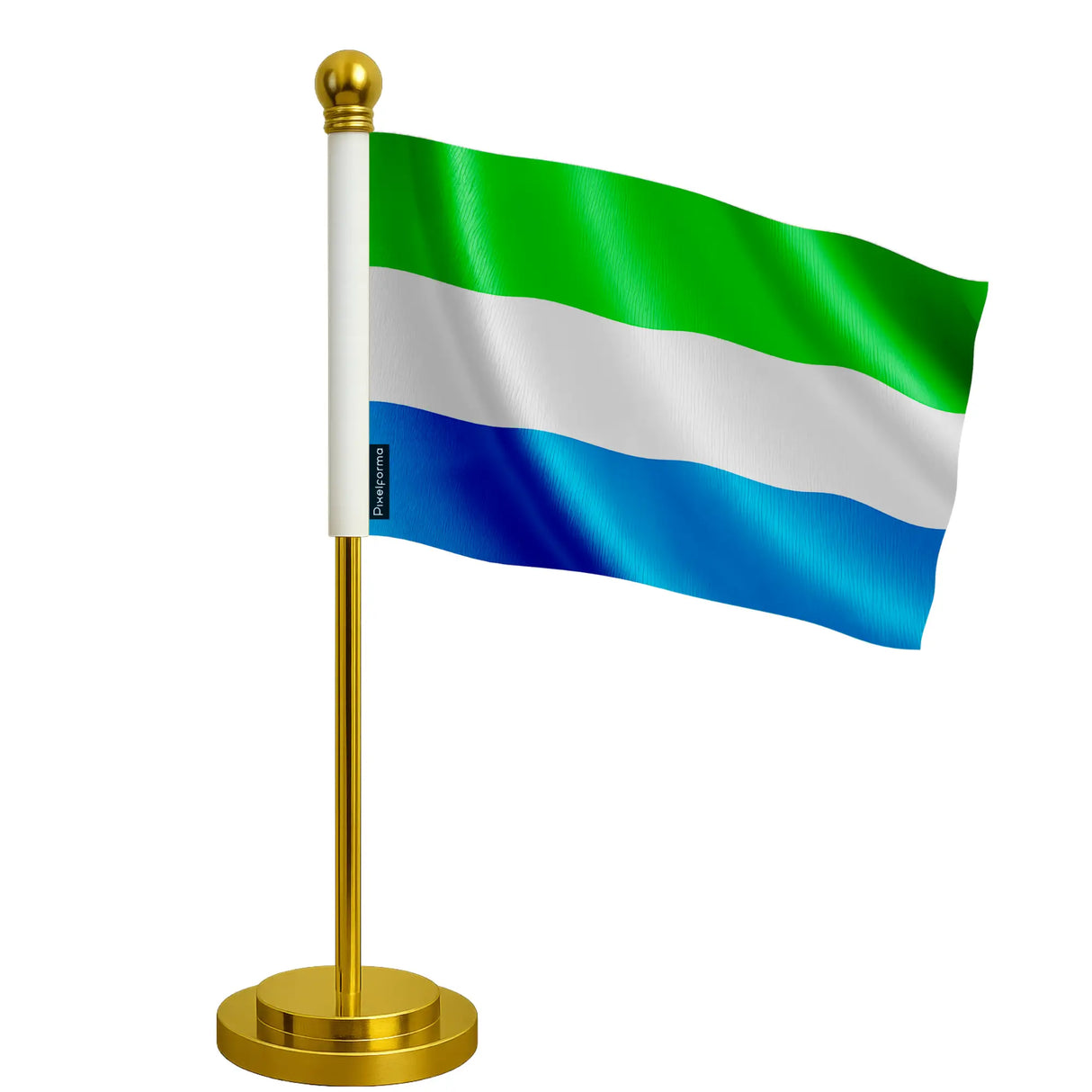 Drapeau bureau sierra leone polyester socle acier inoxydable