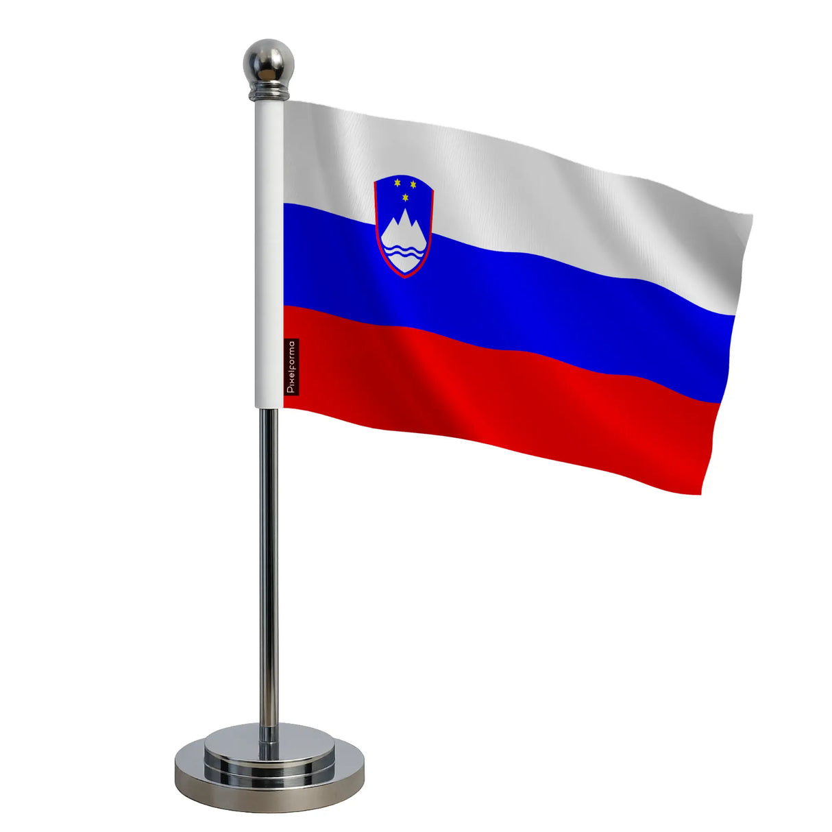 Drapeau bureau slovénie polyester socle acier inoxydable